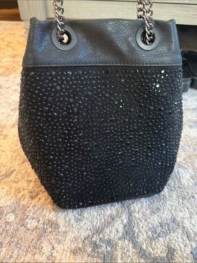 Black Studded Shoulder Bag with Chain Handles